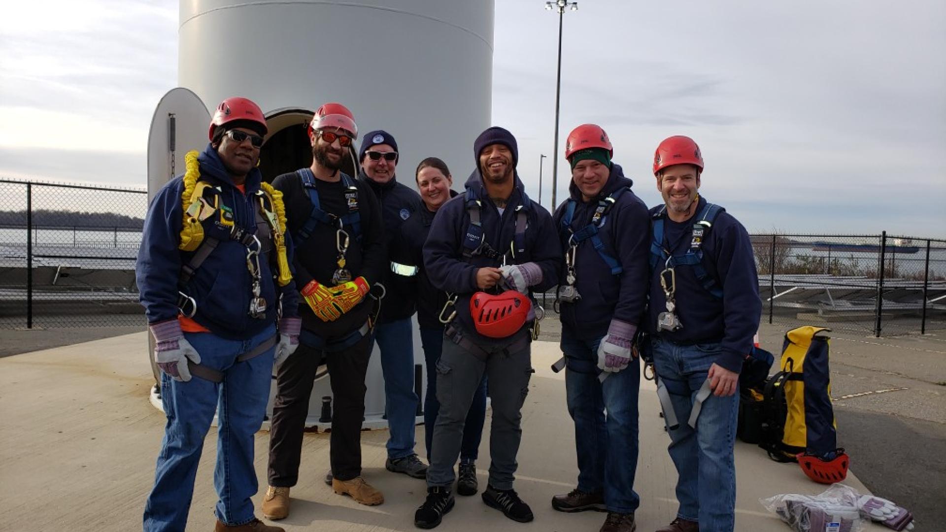 MWRA staff training at the Deer Island Wind Turbines
