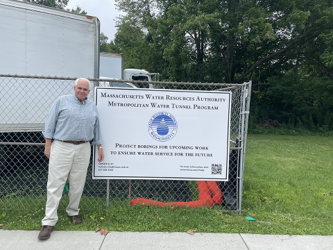 MWTP - 2021-07-22-testbore-rockcore-site-visiti-newton City of Newton City Engineer Louis M. Taverna visits MWTP test boring/rock coring site in Newton, Massachusetts, July, 2021